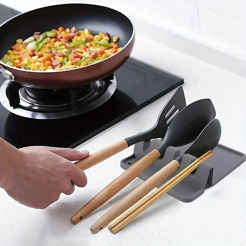 1pc Heat-Resistant Silicone Utensil Holder with Drip Pad - Perfect for Stove Spoons, Spoons, and Tongs - Kitchen Essential Zpaxo