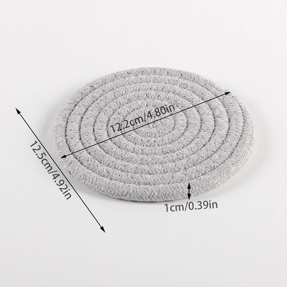 1PC Cotton Thread Cup Mat 12cm Round Coaster Knitting Table Mat Pot Holder Coffee Drink Tea Cup Woven Anti-Scalding Mat Zpaxo B