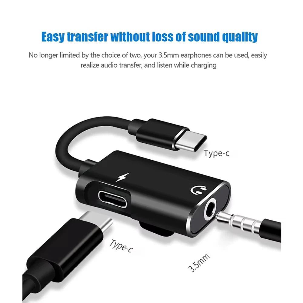 USB-C to 3.5mm Audio Adapter – 2-in-1 Splitter & Charger USB-C Audio Adapter Zpaxo