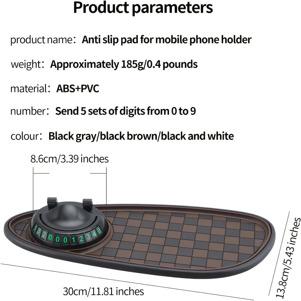 Car Dashboard Anti-Slip Mat, 360° Phone Holder & Parking Pad Dashboard Phone Organizer Zpaxo