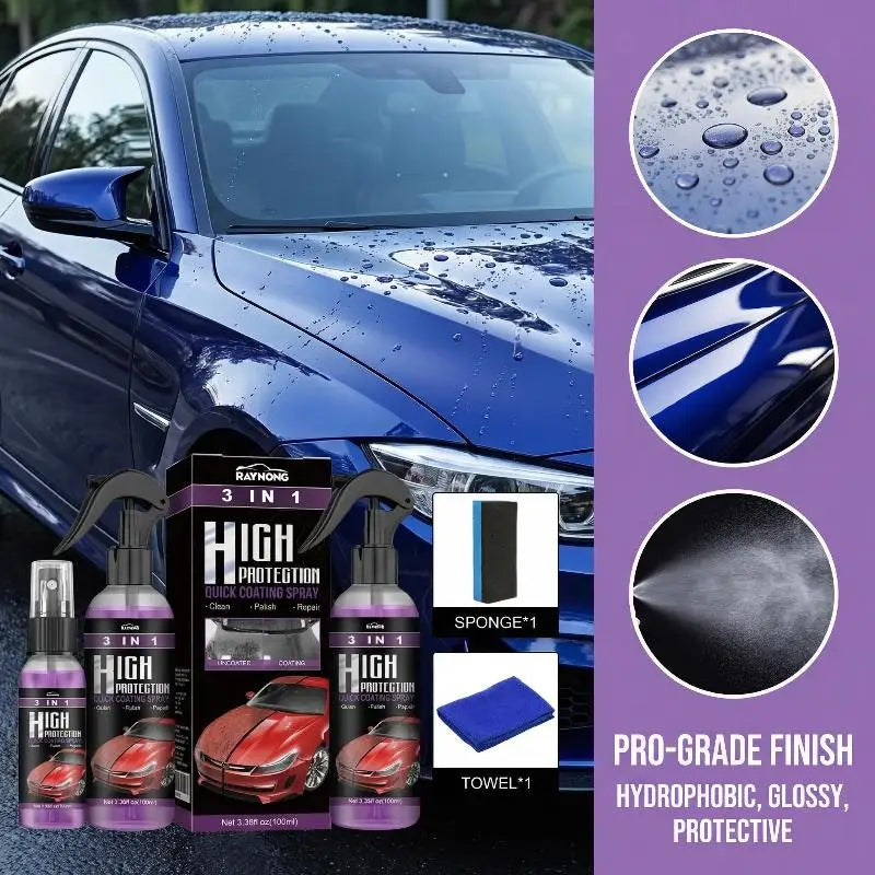 3-in-1 Car Coating Spray | UV Protection & Waterproof Sealant