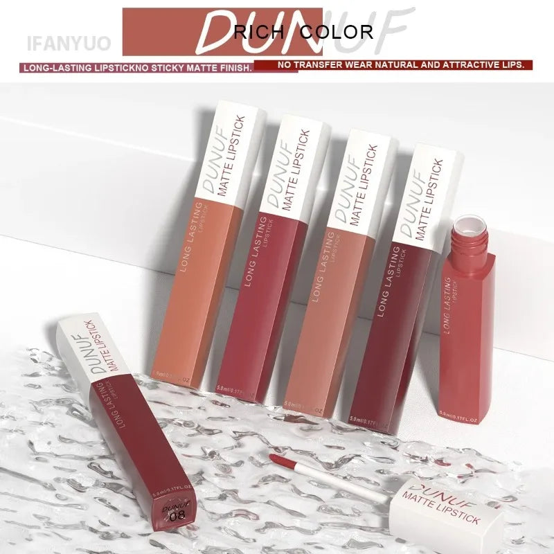 Matte Lipstick Non Stick Cup Red Nude Waterproof Long Lasting Liquid