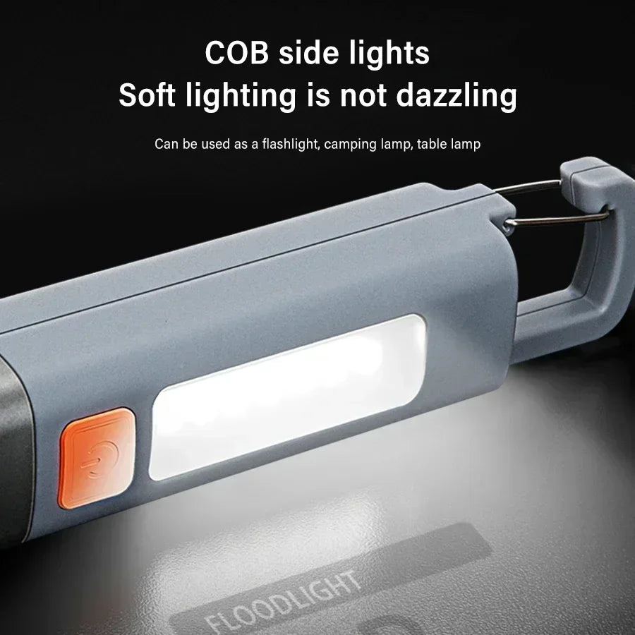 Mini USB Rechargeable LED Flashlight with Hook – Zoomable Torch