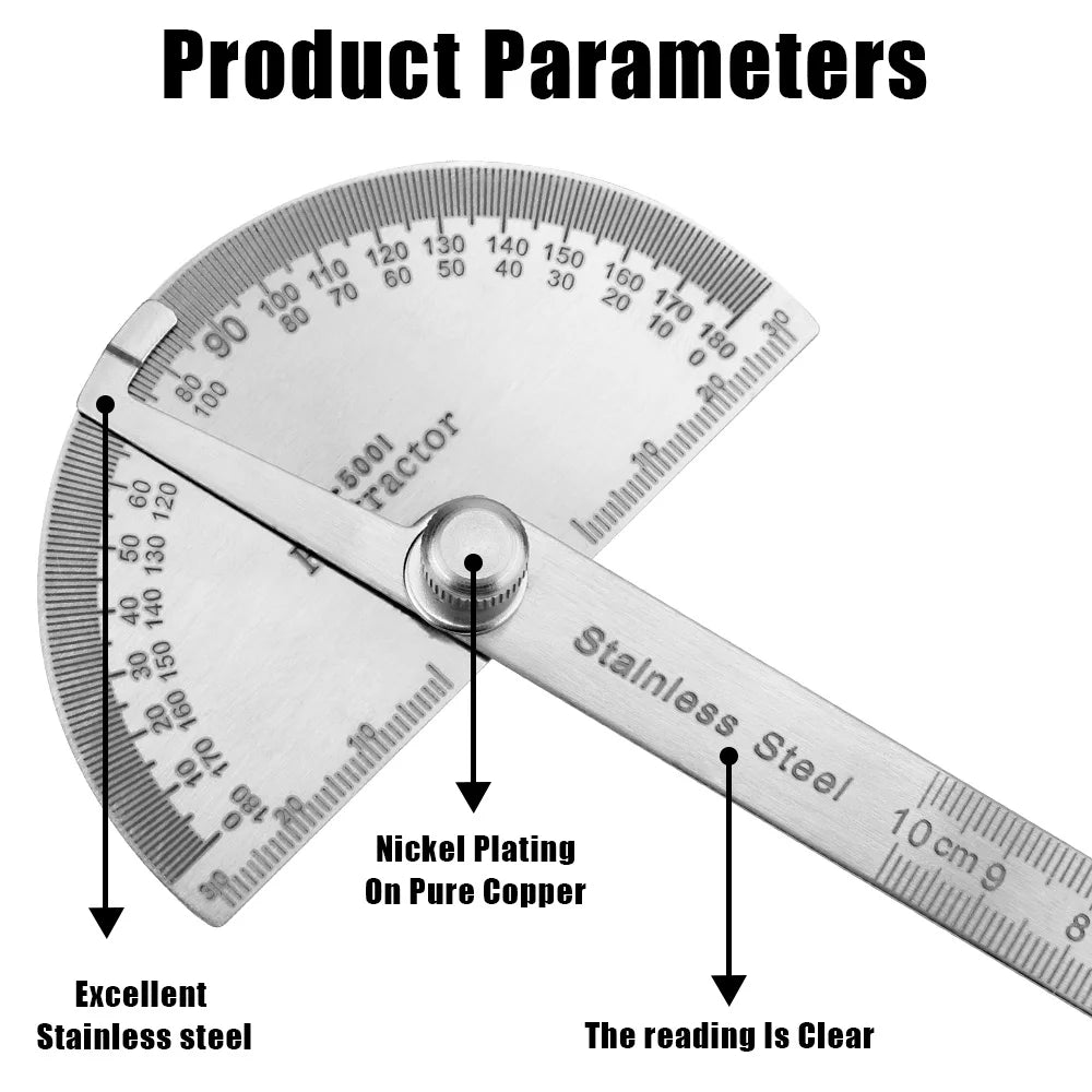 Metal Angle Finder 180 Degree Protractor Stainless Steel Woodworking