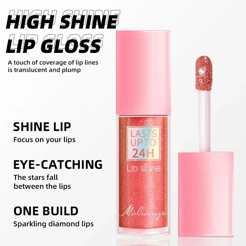 3 Colors Flowing Light Glitter Lip Glaze Long Lasting Moisturizing Diamond Shimmer Lip Gloss Shiny Pearl Liquid Lipstick Zpaxo
