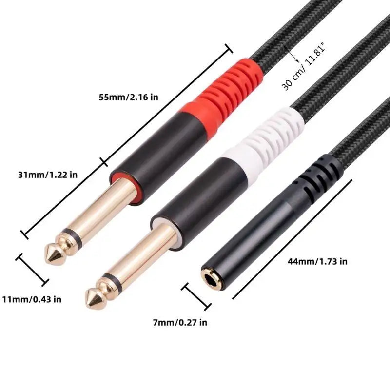 652F Durability Double Male Connector Cord Splitter Cable Zpaxo