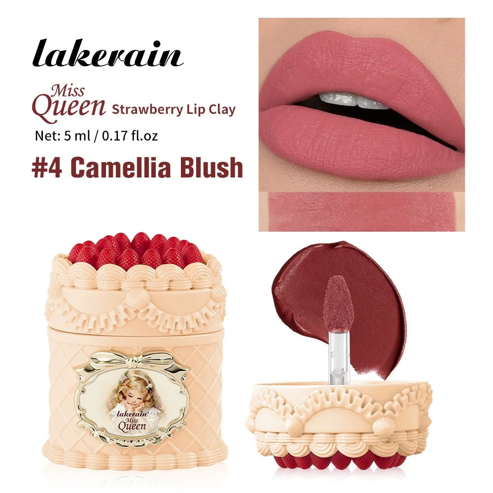 Strawberry Cake Mousse Lip Mud – Glaze Lipstick Silky Smooth Mousse Lipstick Zpaxo 4 Camellia Blush