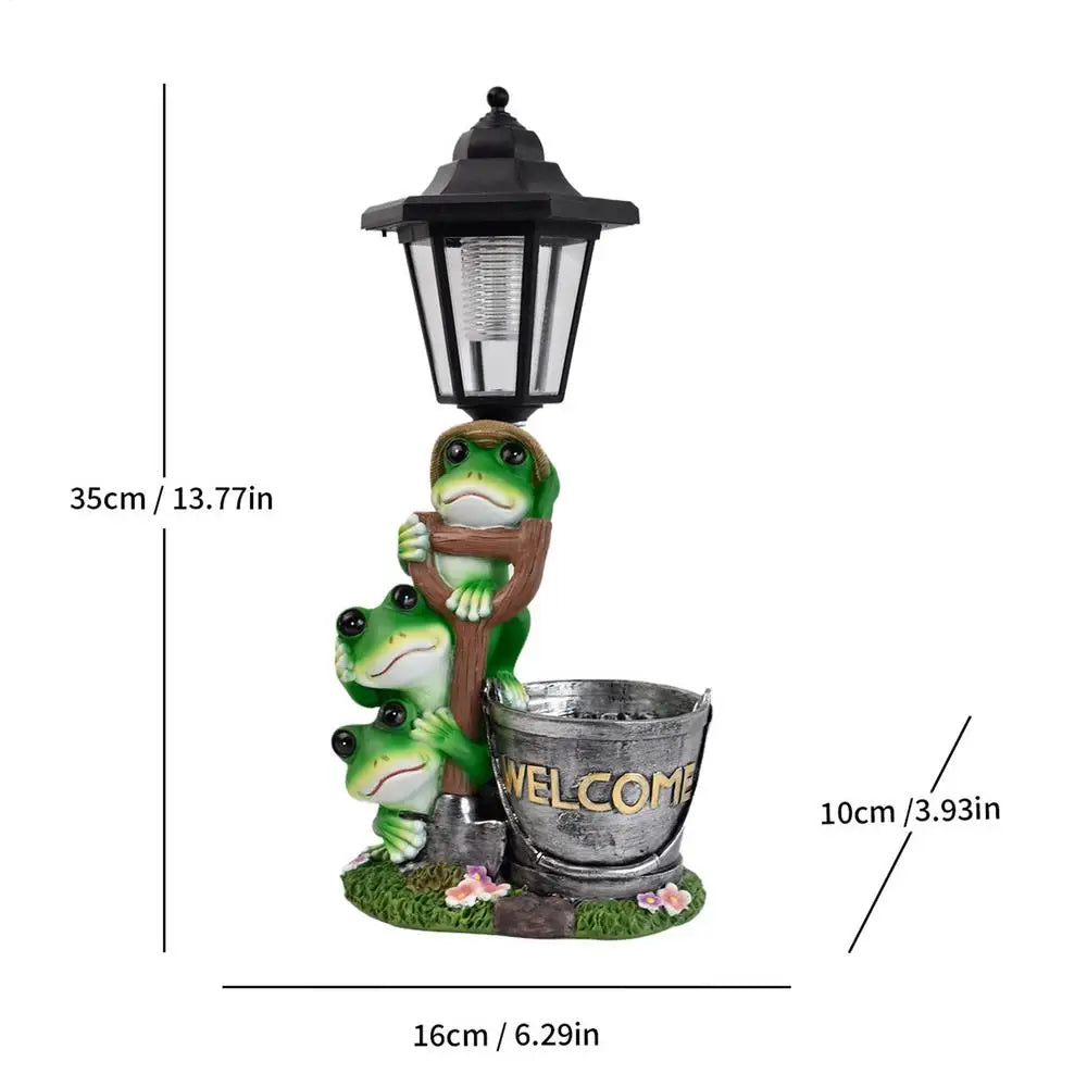 Solar Frogs Outdoors LED Resin Statue Lamp Frog Outdoor Decor Pathway
