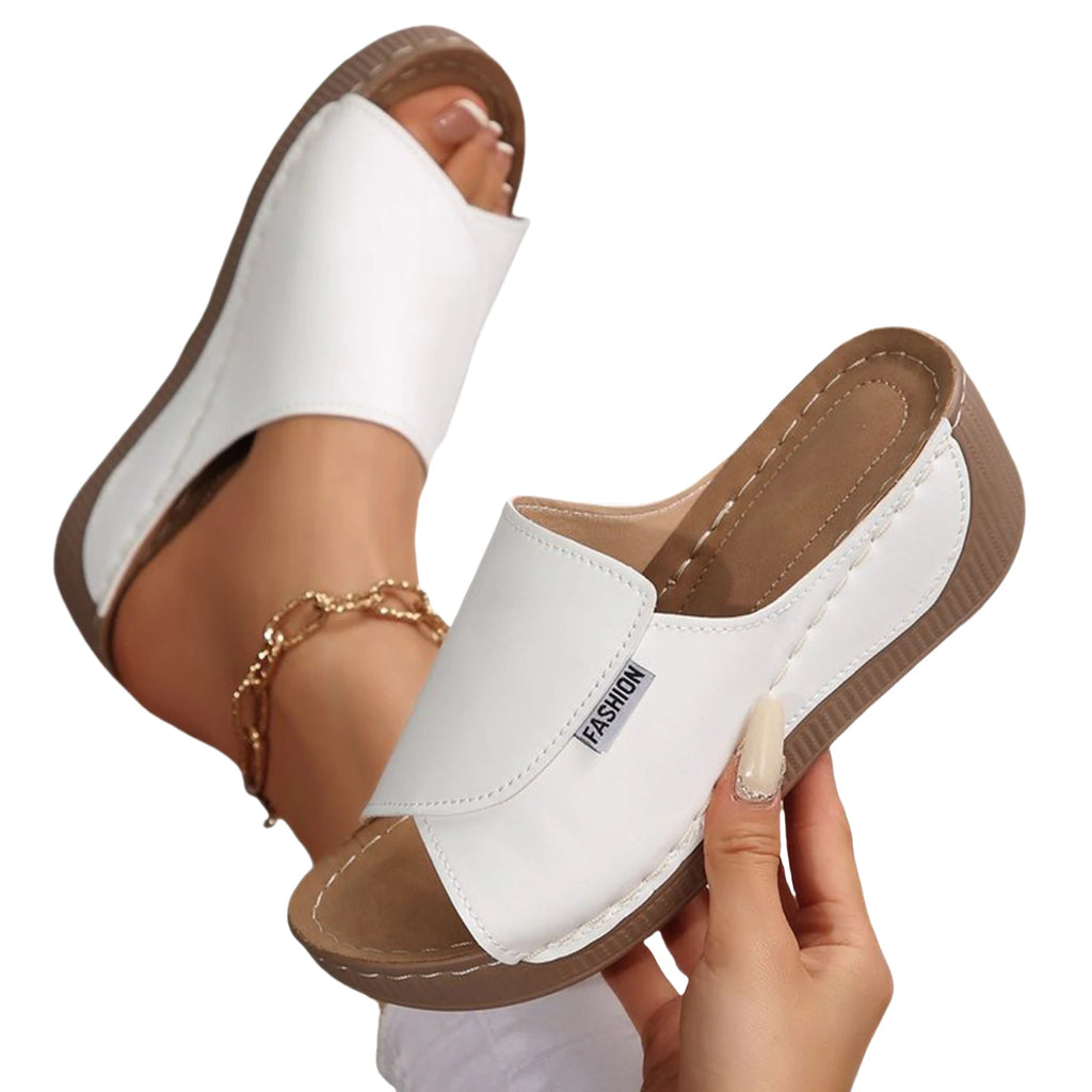 Casual Peep-Toe Sandals Breathable Lightweight Beach Shoes Hollowed Open Toe Mid Heel Shoes For Daily Commute Zpaxo