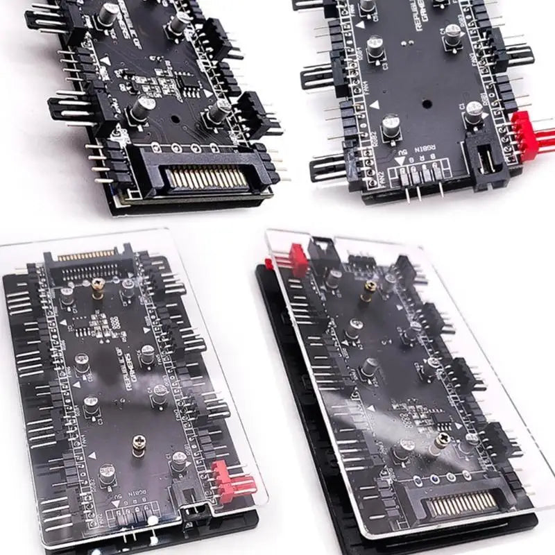 652F PWM 5V 3Pin ARGB with Power 2-in-1 Hub 8-Way Fan Adapter Zpaxo