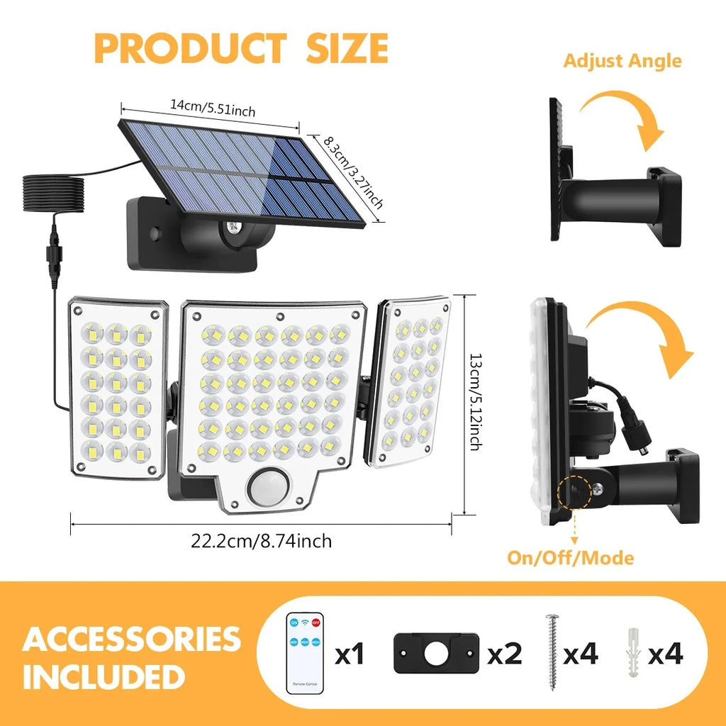 Solar LED Lights Outdoor Motion Sensor Bright Powered Security Remote Zpaxo