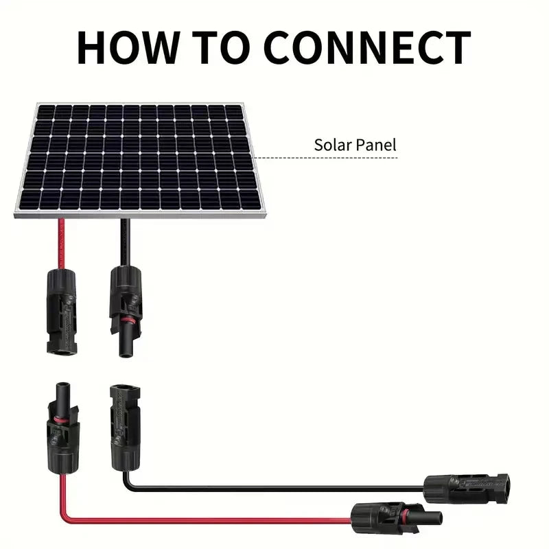 1 Pair Red and Black Double Ends Solar Extension Cable with Connector 2-10 Meters 4mm2/6mm2 Solar Panel Cable Photovoltaic Wire Zpaxo