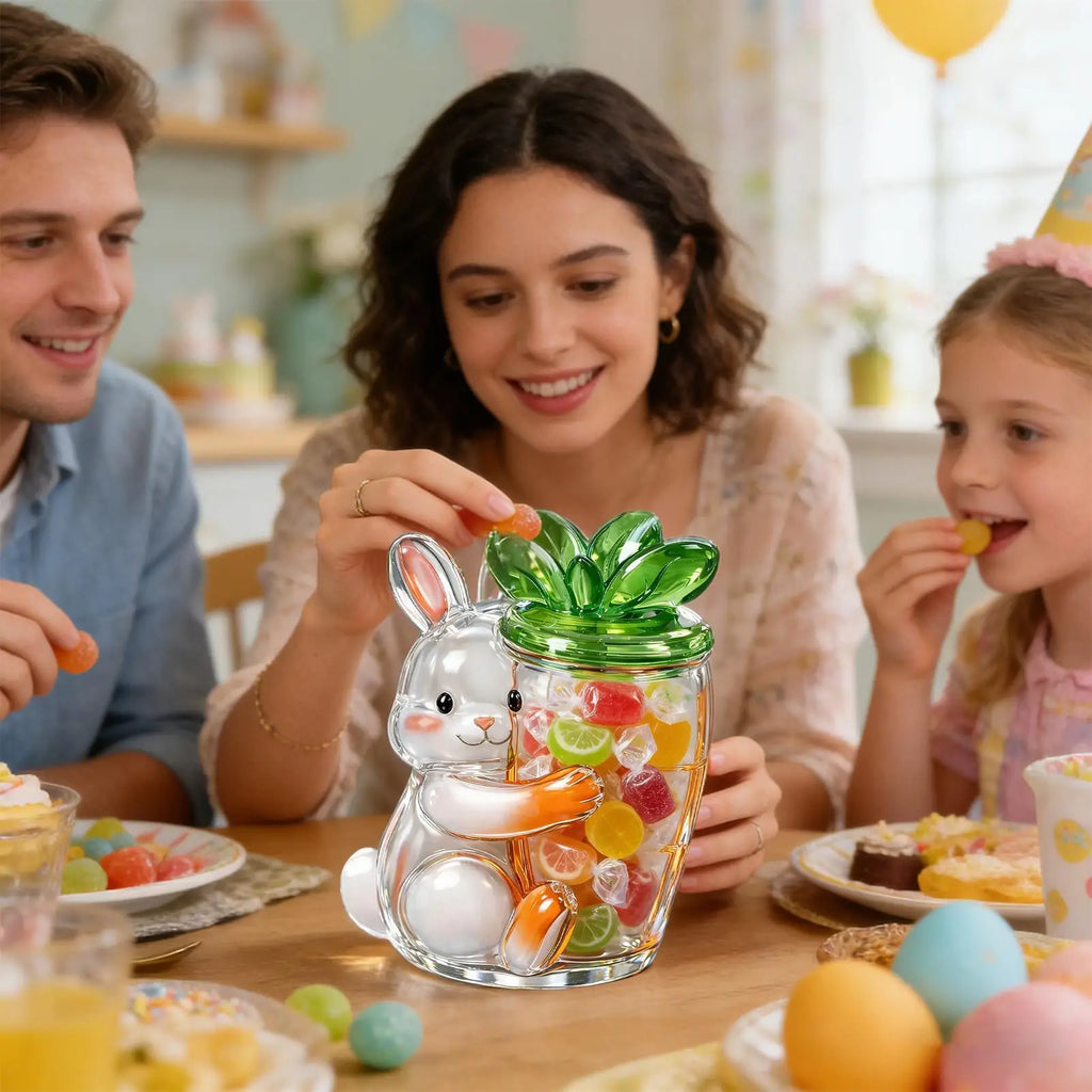 Easter Cookie Jar Cute Bunny Portable Organization Spring Candy Dish