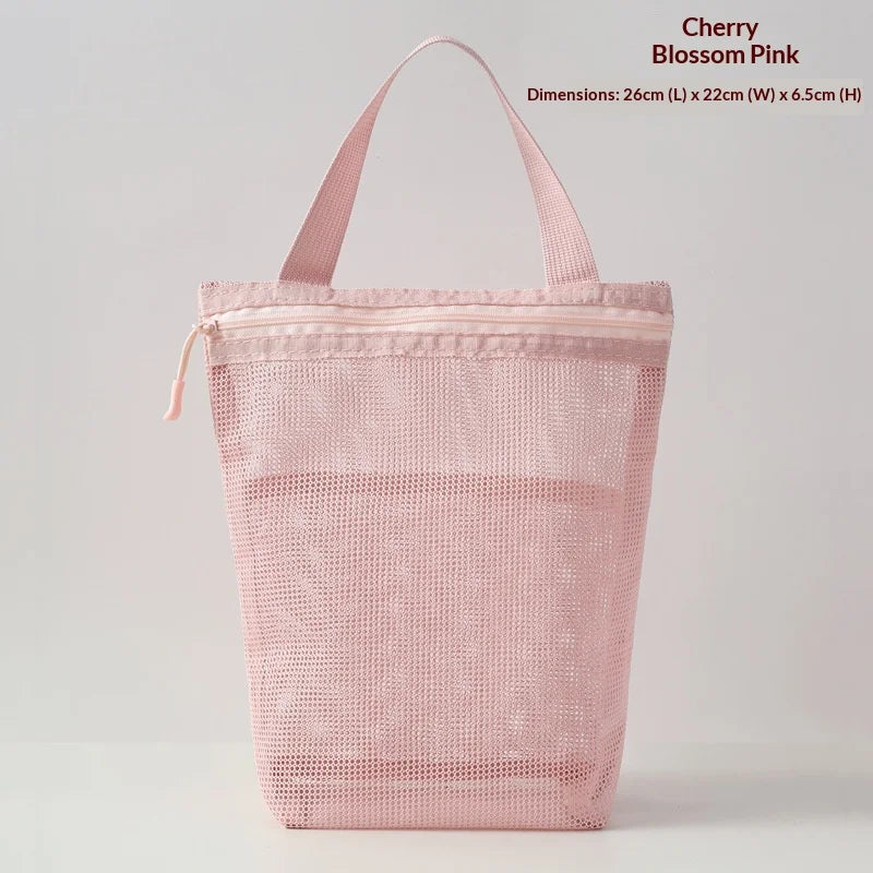 Large Mesh Toiletry Bag 22x26cm – Travel & Makeup Organizer Travel Toiletry Bag Zpaxo Pink