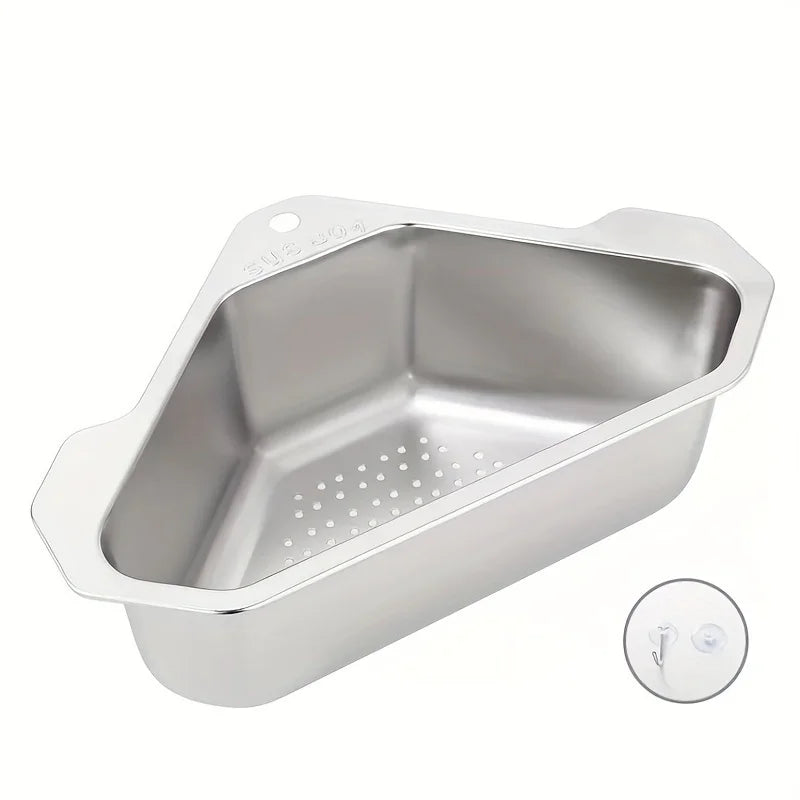1pc 304 Stainless Steel Triangle Sink Strainer Basket Kitchen Leftover Food Catcher Drain Filter Rack Mesh Colander Organizer Zpaxo