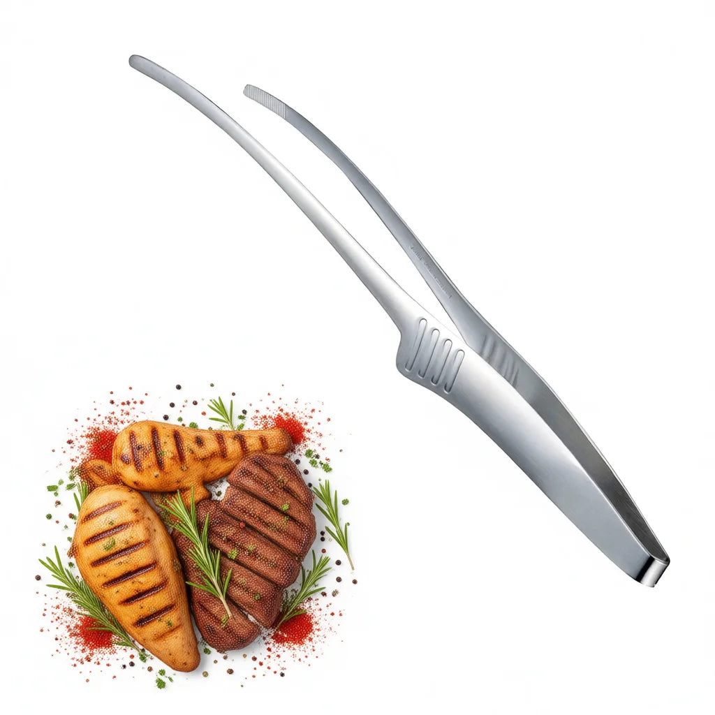 BBQ Non-Slip Stainless Steel Cooking Tongs | Grill & Salad