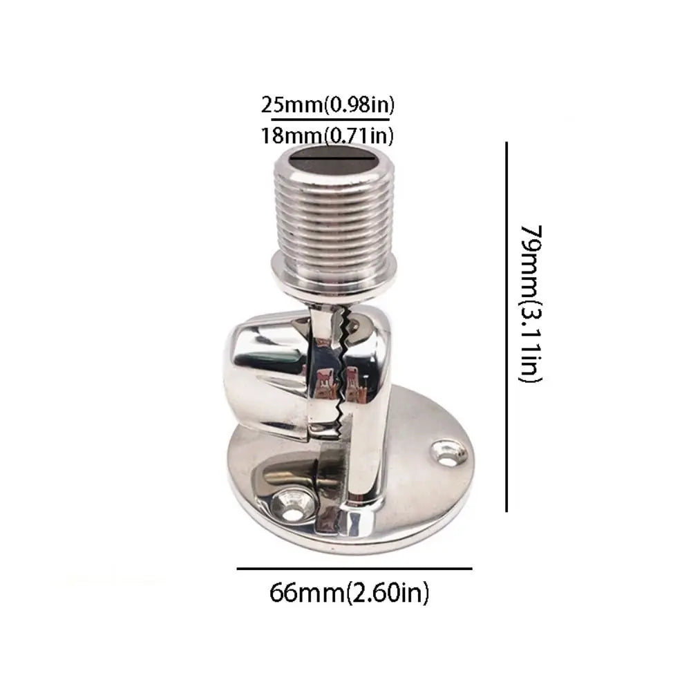 316 Stainless Steel Ratchet Antenna Mount 25mm Diameter Adjustable Design Boat Antenna Mount Round Base Ratchet Mechanism Zpaxo