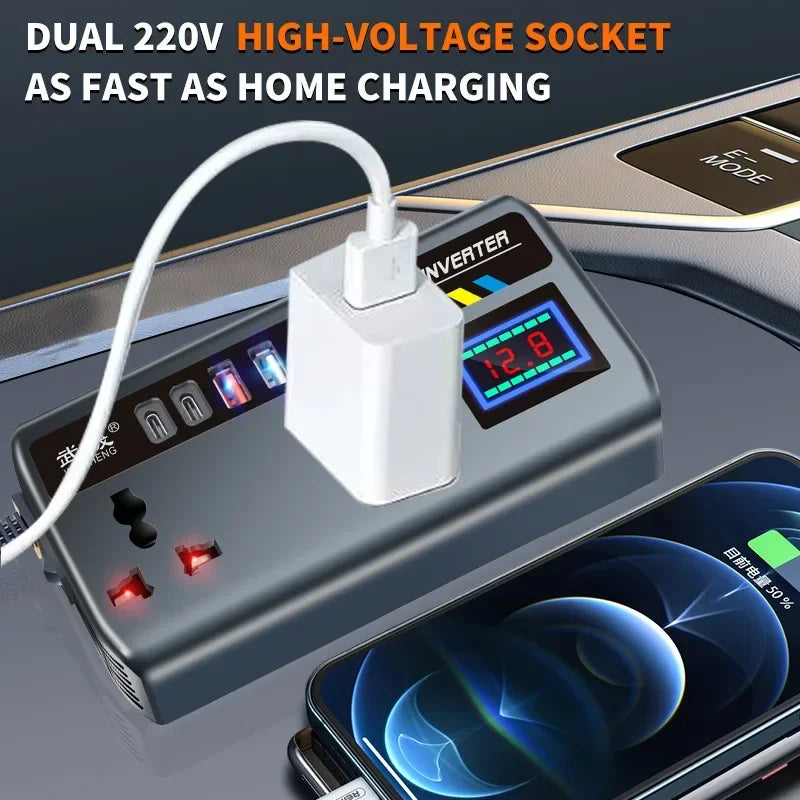 Portable Car Power Inverter 24V 110V 600W Outlet Adapter Dual AC Zpaxo