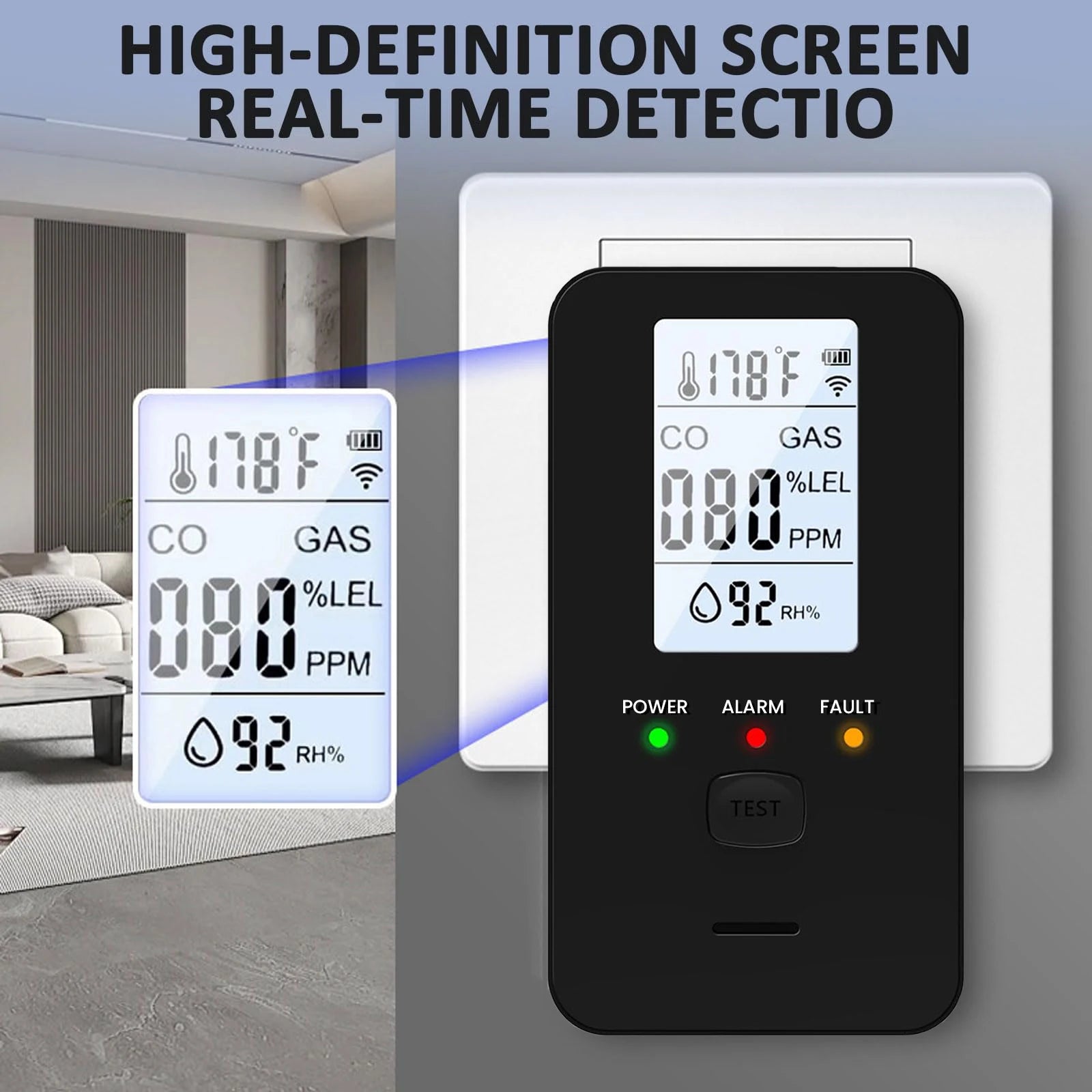 Natural Gas & Carbon Monoxide Detector, Plug in Carbon Monoxide Alarm,Propane,Methane,4-in-1 Combustible Gas & CO Detector Alarm Zpaxo
