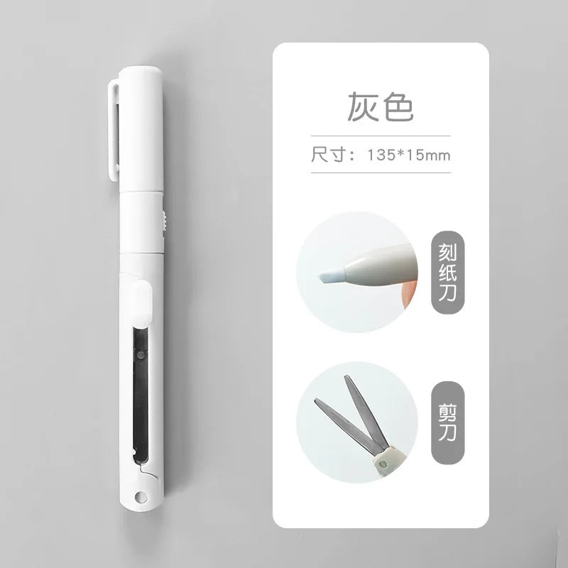 2 In 1 Mini Engraving Knife DIY Scrapbook Cutting Accessories School Office Stationery Gear For Student Stationery Kit Supplies Zpaxo Gray