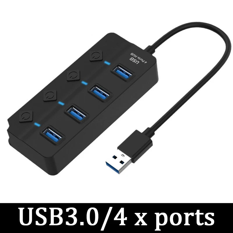 USB 2 0 HUB 7-ports Power Adapter Multi Ports Expander Port Splitter
