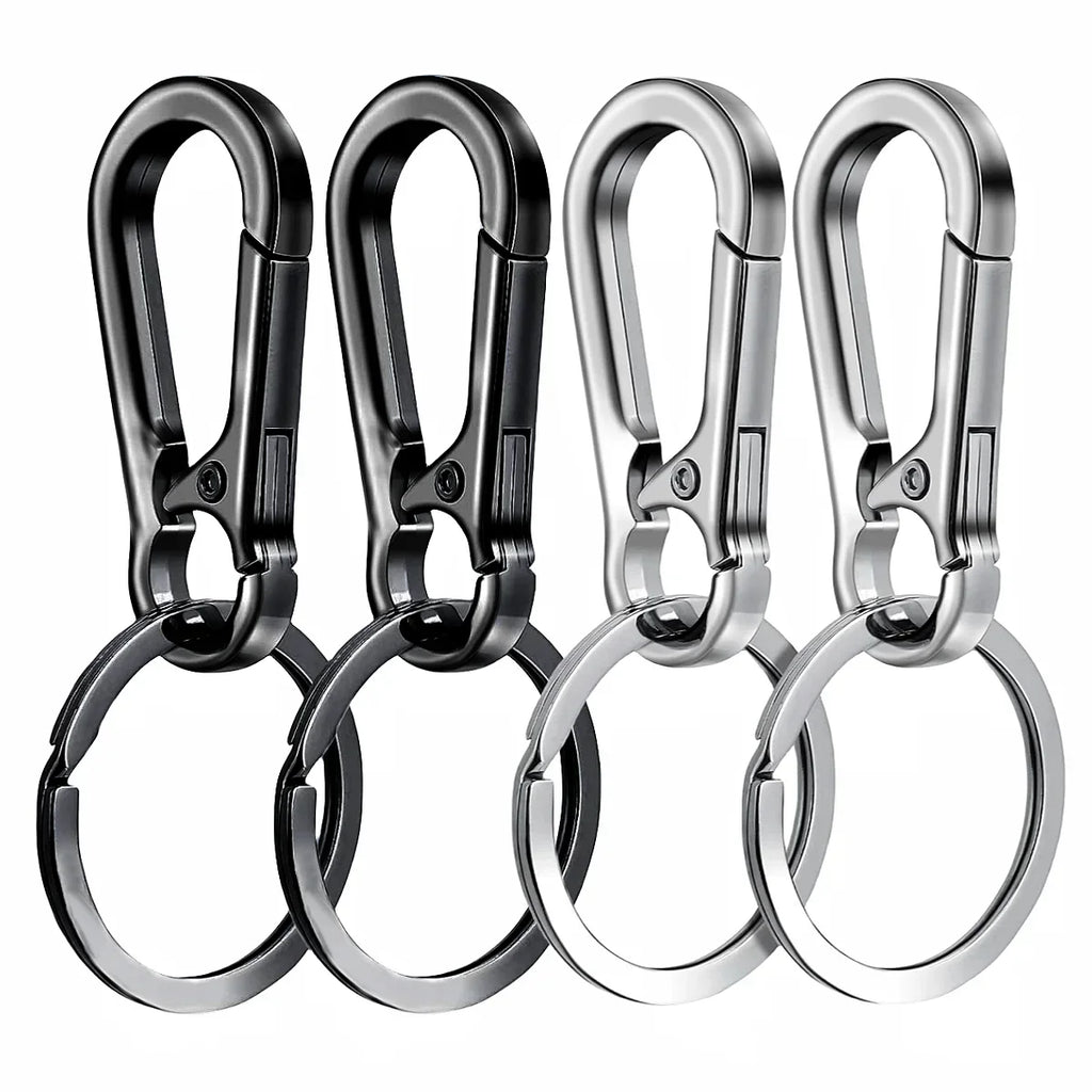 4-Pack Metal Carabiner Clip Keychain & Key Ring Holder Set