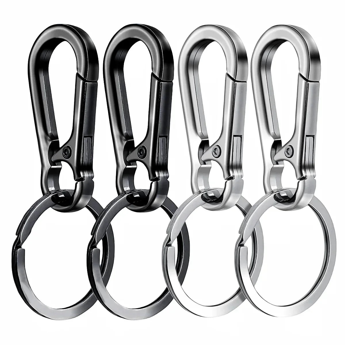 4-Pack Metal Carabiner Clip Keychain & Key Ring Holder Set