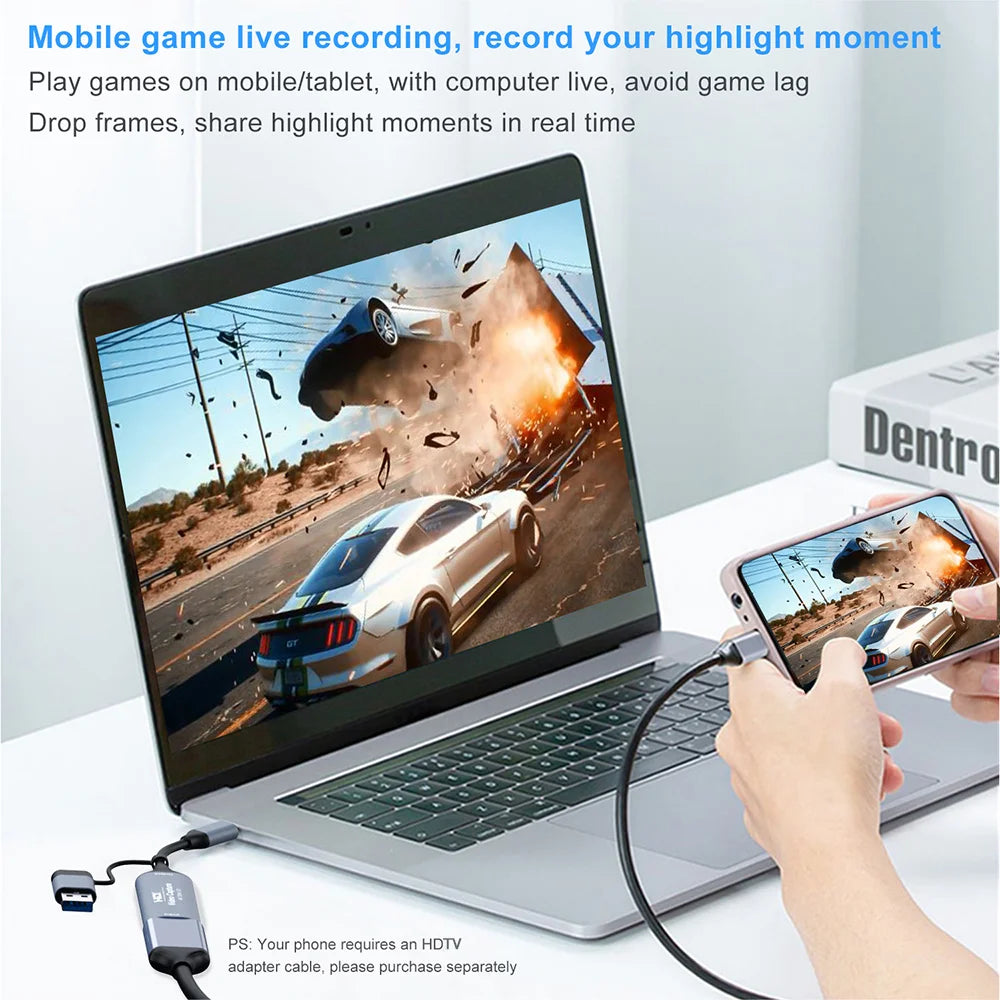 2-in-1 4K HDMI Video Capture Card USB & USB-C – Switch/PS5/Xbox Video Capture Card Zpaxo