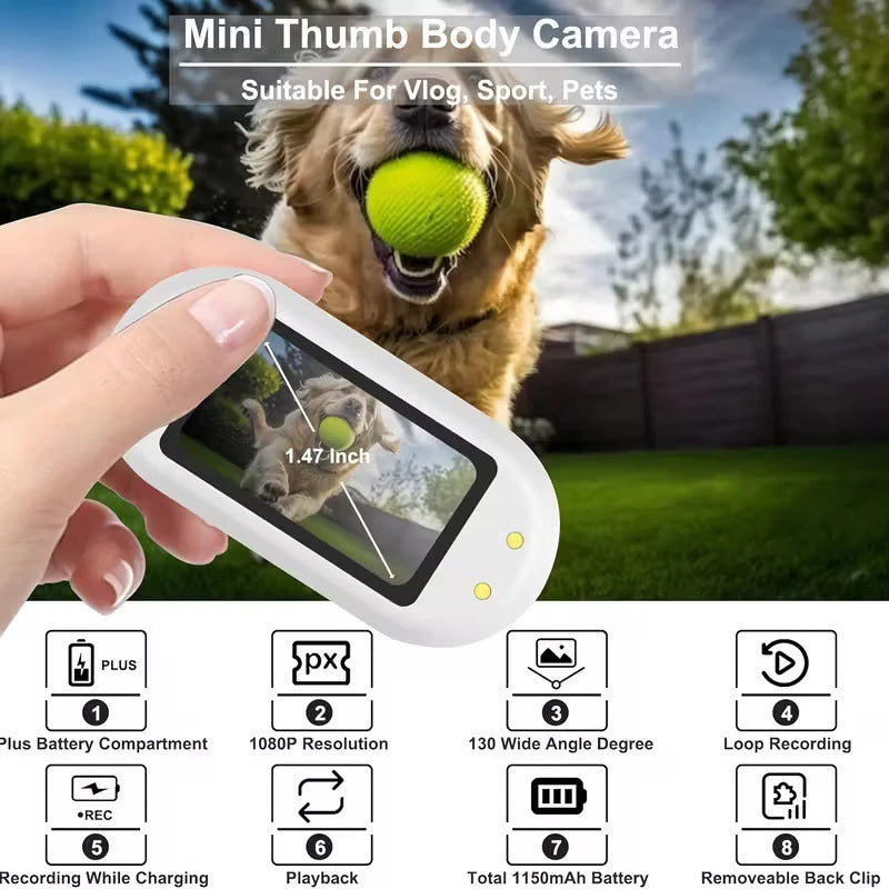 Mini Vlog Camera Wide Angle HD 1080P Portable Action Body Cam Sports