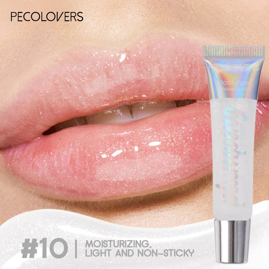 1PC Transparent Lip Oil, Moisturizing Hydrating, Fine Shimmer Liquid Lipstick, Creates Glossy Mirror Shine Effect Zpaxo 10