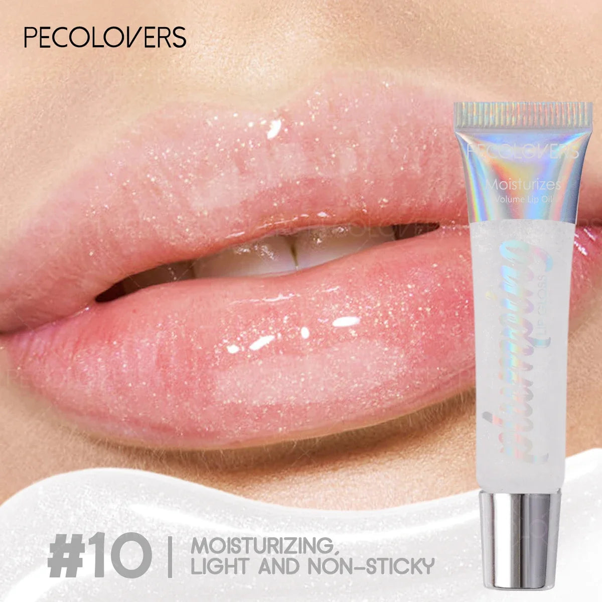 1PC Transparent Lip Oil, Moisturizing Hydrating, Fine Shimmer Liquid Lipstick, Creates Glossy Mirror Shine Effect Zpaxo 10