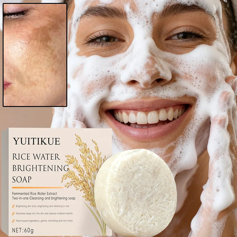 Rice Water Brightening Soap – Kojic Acid & Hyaluronic Acid Brightening Bar Soap Zpaxo