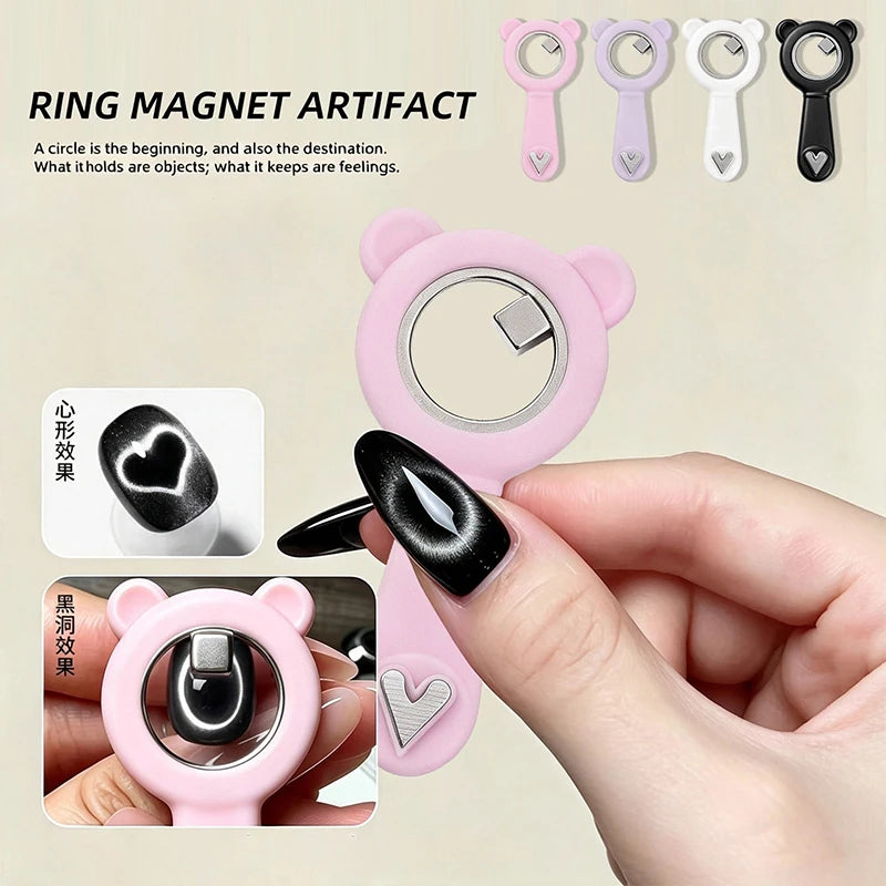 New Upgrade 3-Second Hollow Cat Eye Magnet Double-head Love Heart Black Hole Effect Nail Art Magnet DIY Manicure Magnetic Tool Zpaxo