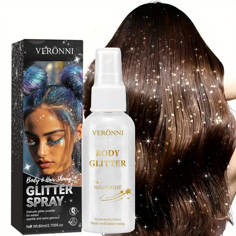 4 color Shiny Glitter Spray Cosmetics,Liquid Full Body Glow Body Highlighter,Waterproof Long Lasting Face,Body Hair Spray Makeup Zpaxo