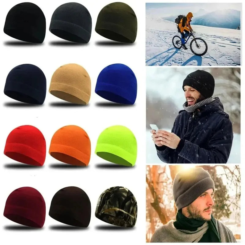Polar Fleece Beanie – Windproof Winter Hat for Ski & Cycling