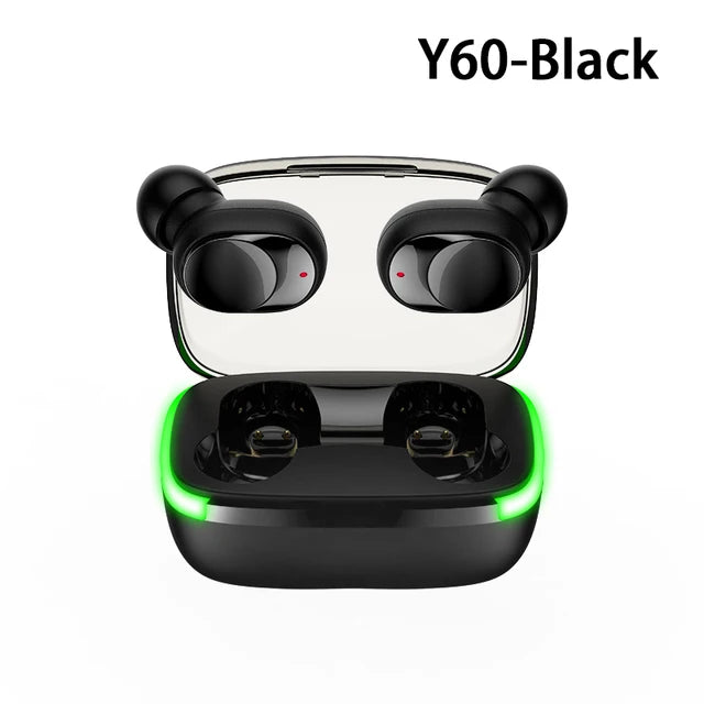 Y60 TWS Bluetooth 5 1 Earphone Wireless Headphones LED Display Earpod Zpaxo Y60-Black