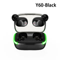 Y60 TWS Bluetooth 5 1 Earphone Wireless Headphones LED Display Earpod Zpaxo Y60-Black