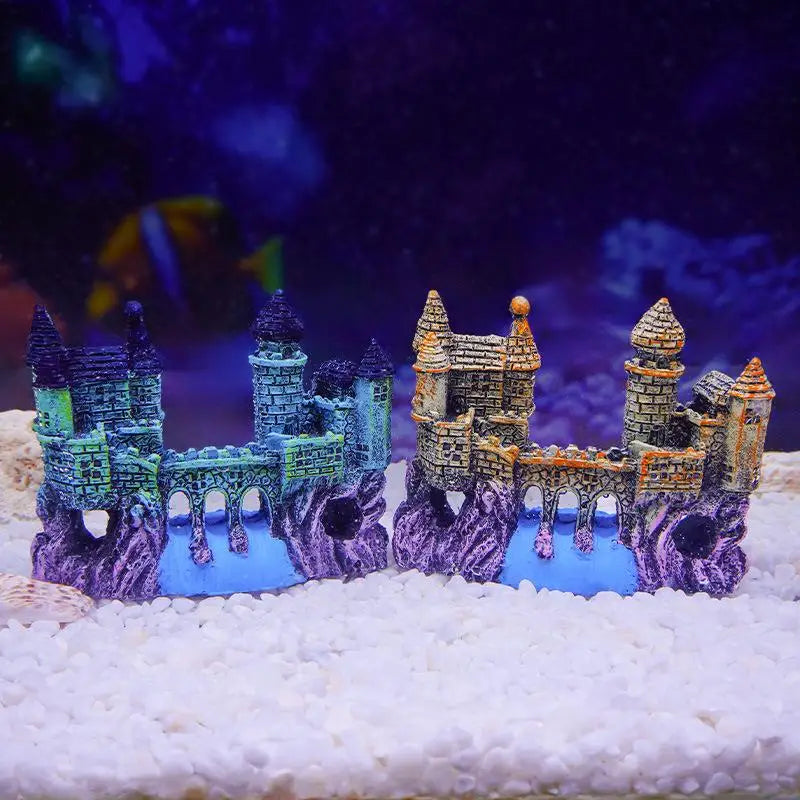 Artistic Castle Shaped Resin Rockery One Aquarium Decor Fish Tank Zpaxo