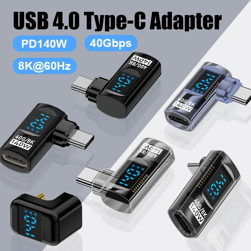 90° USB-C Adapter – 40Gbps, PD 140W, 8K 60Hz, Thunderbolt 4 USB-C Adapter Zpaxo