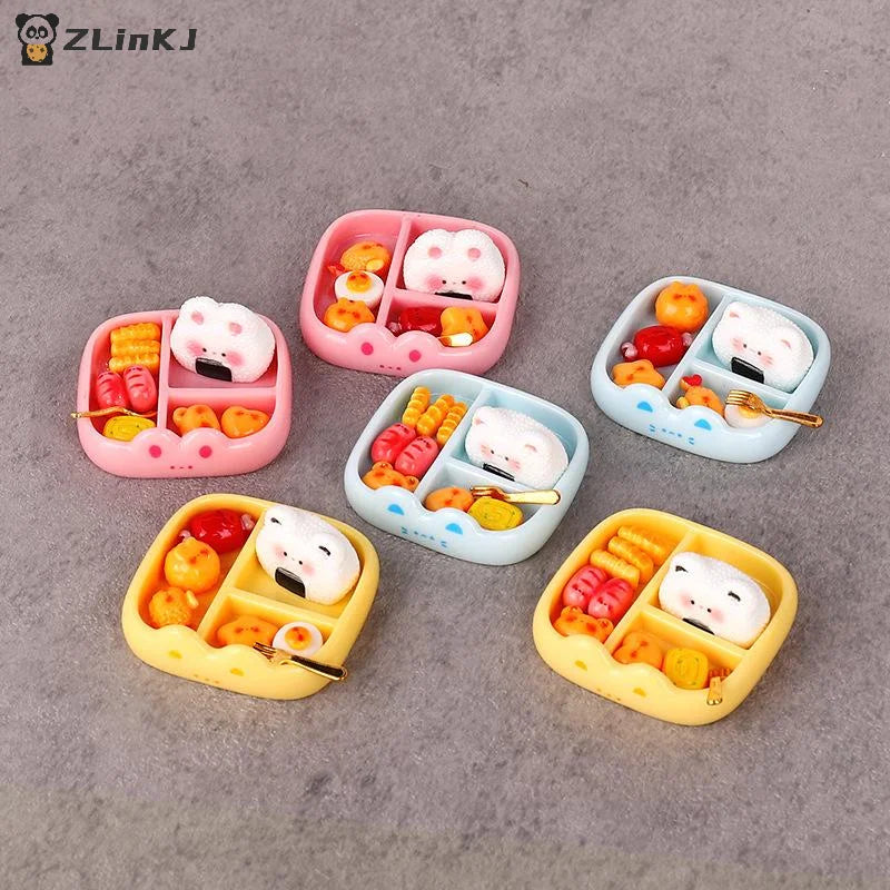 ▶Children's Pretend Play Toy Miniature Simulation Rice Ball Meal Playset DIY Decor Realistic Portable Bento Food Model Zpaxo