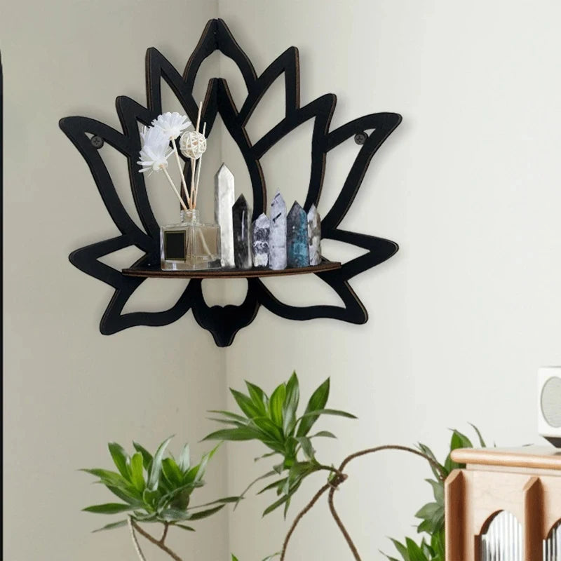 Wooden Lotus-shaped Hollow Decorative Stand Aromatherapy Organizer
