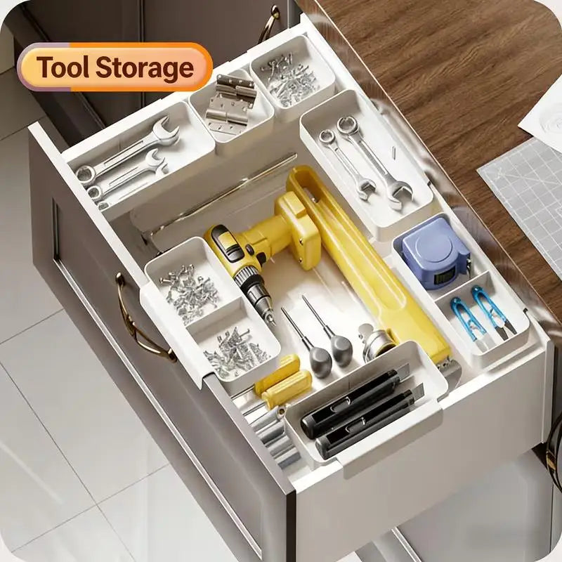 1pcs Hanging Storage Boxes – for Drawers up to 1.5cm, Organize Stationery, Cutlery, Cosmetics, Desk Zpaxo