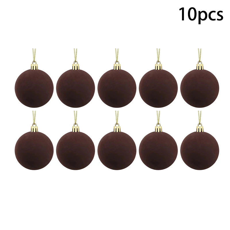 Velvet Christmas Ball Ornaments Red & White Xmas Tree Decor Christmas Ball Ornaments Zpaxo D10