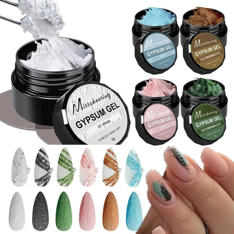 Solid Gypsum Nail Gel Polish 3D Sculpting Effect Creative Sand