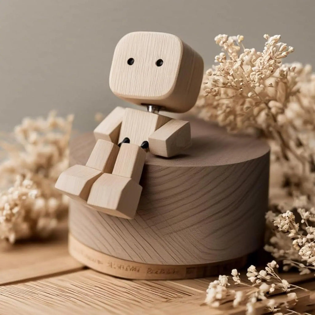 Shaking Wooden Man Figurine Funny Bobblehead Car Dashboard Decoration