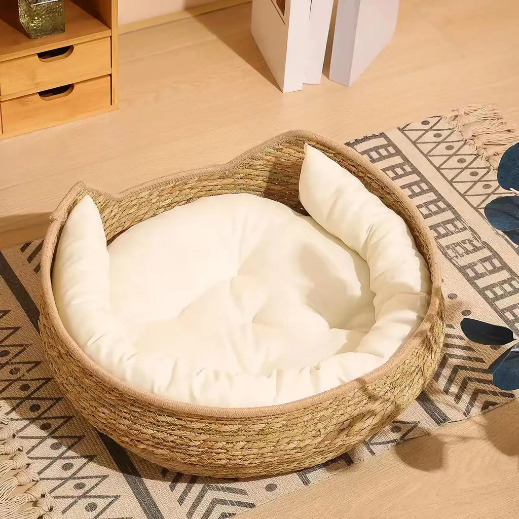 Woven Cat Bed Hand-woven Cotton Rope Basket All Season Indoor Weaving