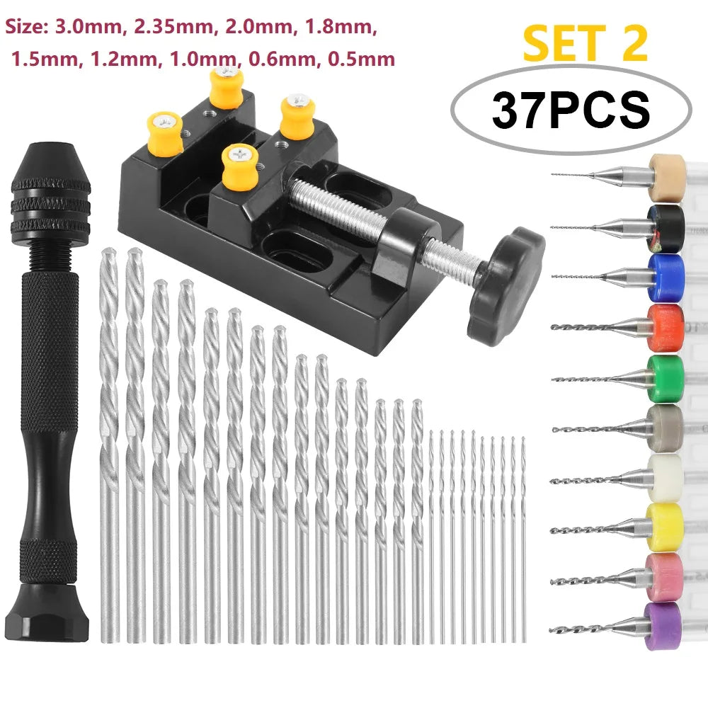 49PCS/Set Precision Pin Vise Drill 0.2-3.0 mm Twist Hand Drill Bits Set for DIY Drilling Tool Twist Drill Drill Hobby Engrave Zpaxo SET2