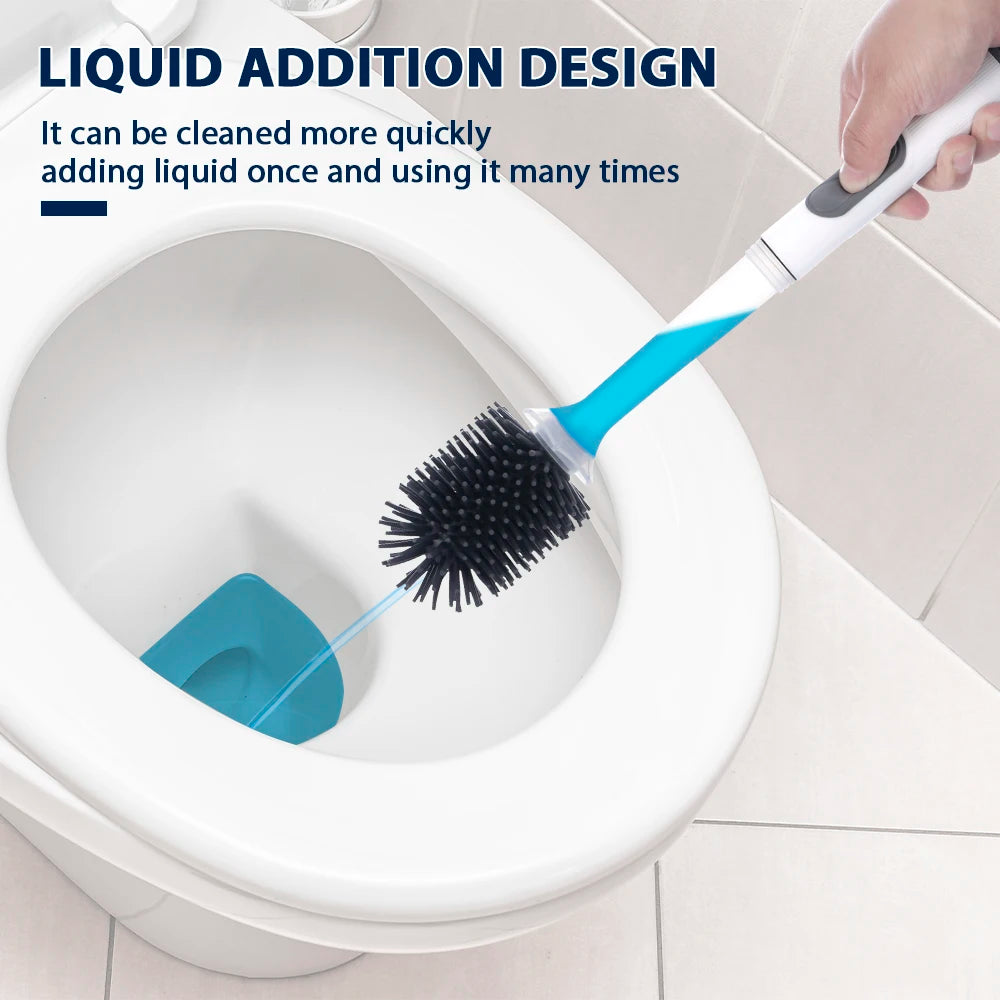 Water Spray Silicone Toilet Brush Detergent Refillable Bowl Cleaner