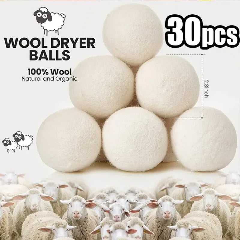 Wool Dryer Balls Reusable Natural Fabric Softener Laundry Washing Machine Accessories Home Washing Fleece Dryer Balls Clothes Zpaxo