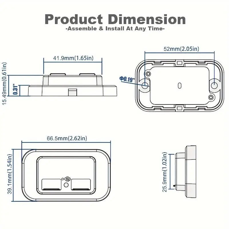12V RV USB Charging Panel – 18W QC3.0 & 30W PD USB-C + LED